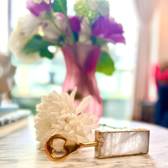 ANTHROPOLOGIE - Gold and Quartz Bottle Opener - GORGEOUS! NEVER USED! - Picture 1 of 6